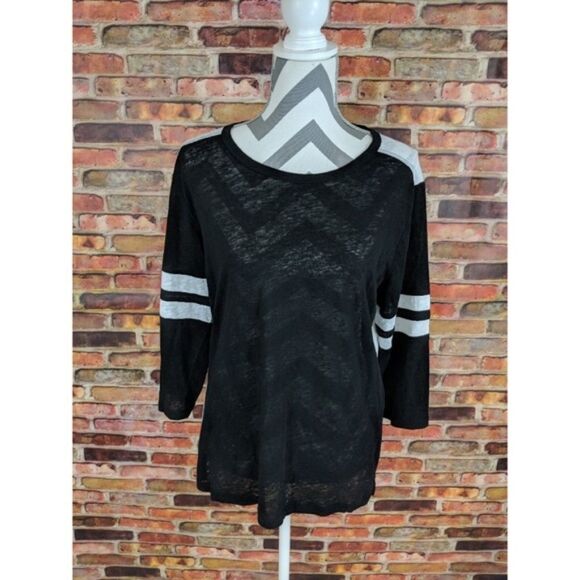 J. Crew Linen Baseball T-Shirt Colorblock 💜 M - Picture 8 of 8